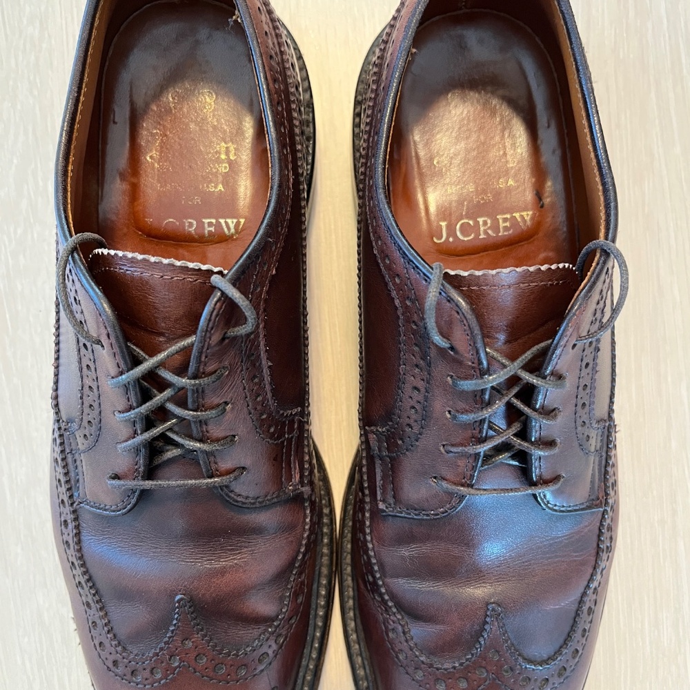 Alden Shoes Mens 7.5 Long Wing Gunboat Bluchers Dark Brown Calfskin for J. Crew - Picture 3 of 14